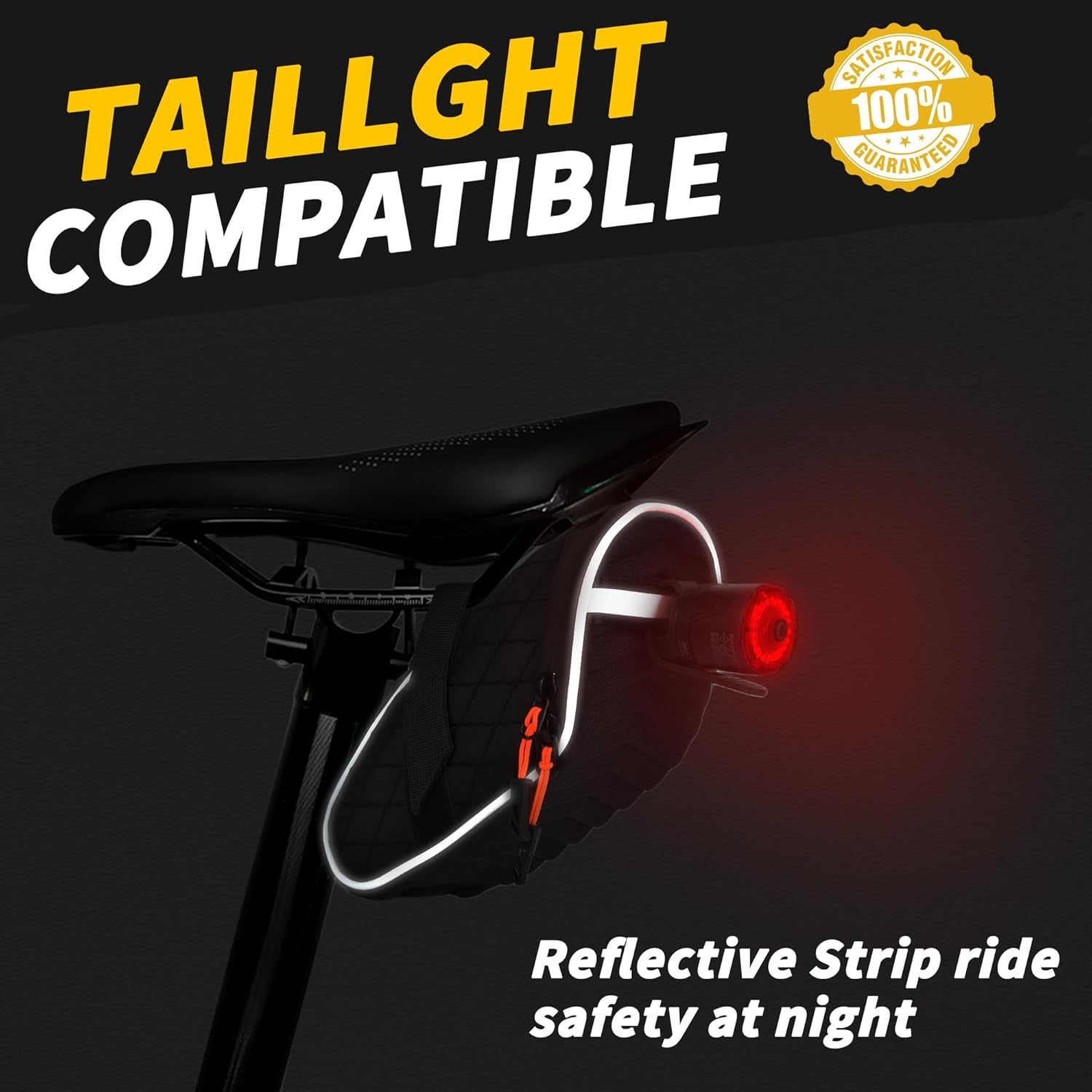 Bike Bag,Bicycle Saddle Bag,Under Seat 3D Shell Cycling Seat Bag for Mountain Road Bikes with Waterproof Zippers Black