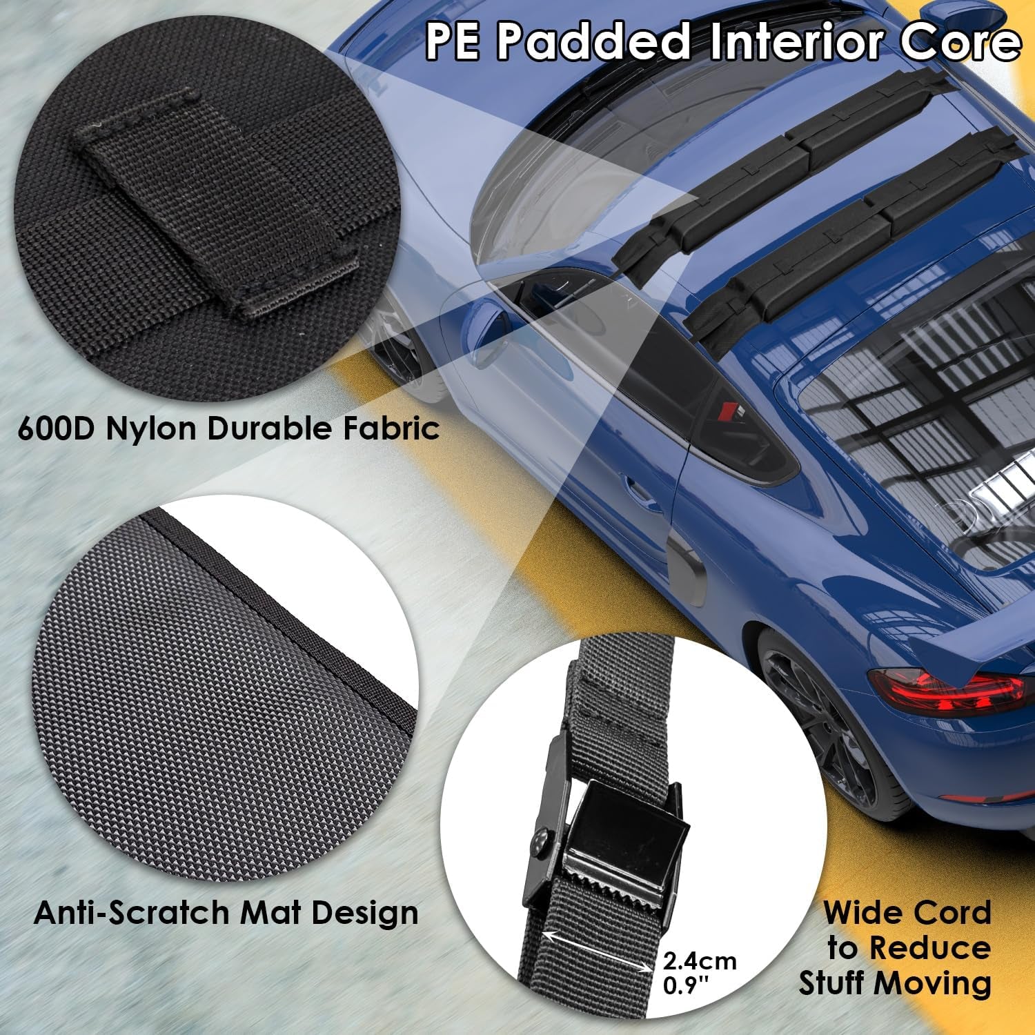 Soft Roof Rack Pads for Kayak, Surfboard, SUP, Canoe