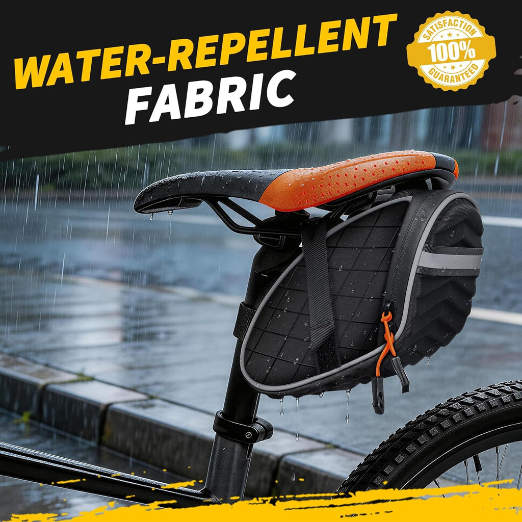 Bike Bag,Bicycle Saddle Bag,Under Seat 3D Shell Cycling Seat Bag for Mountain Road Bikes with Waterproof Zippers Black