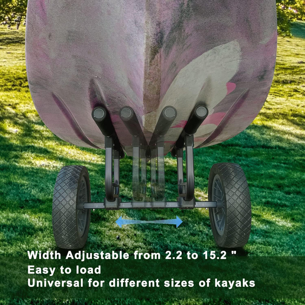 Adjustable Heavy Duty Kayak Cart with 12-Inch Flat-Free Beach Wheels - Durable Boat Dolly for Easy Transport