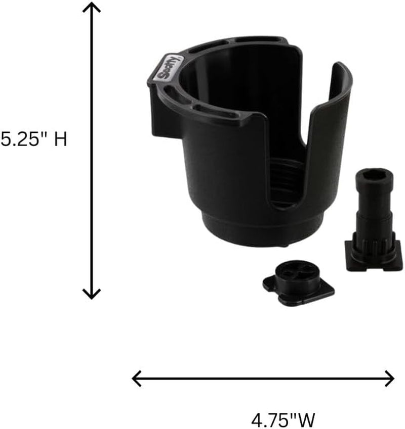 #311-BK Cup Holder with Rod Holder Post and Bulkhead Black