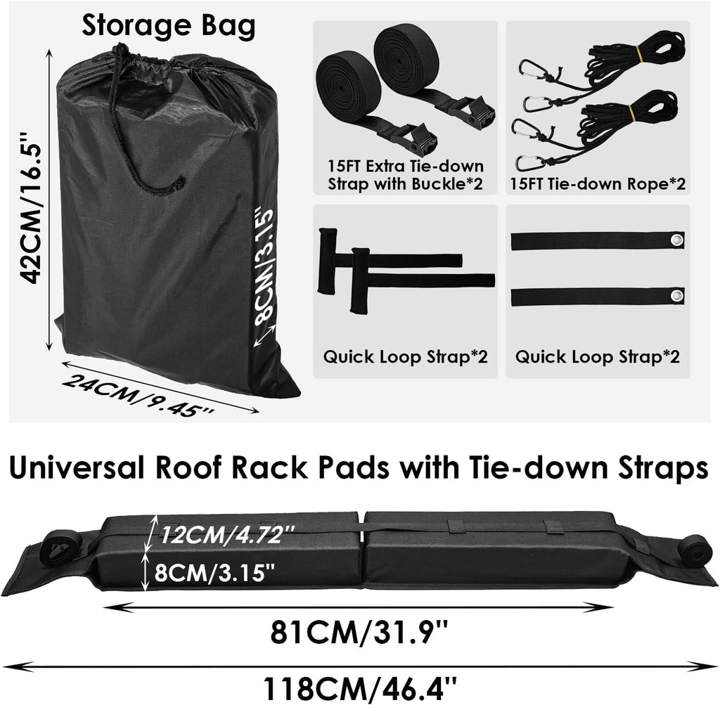 Soft Roof Rack Pads for Kayak, Surfboard, SUP, Canoe