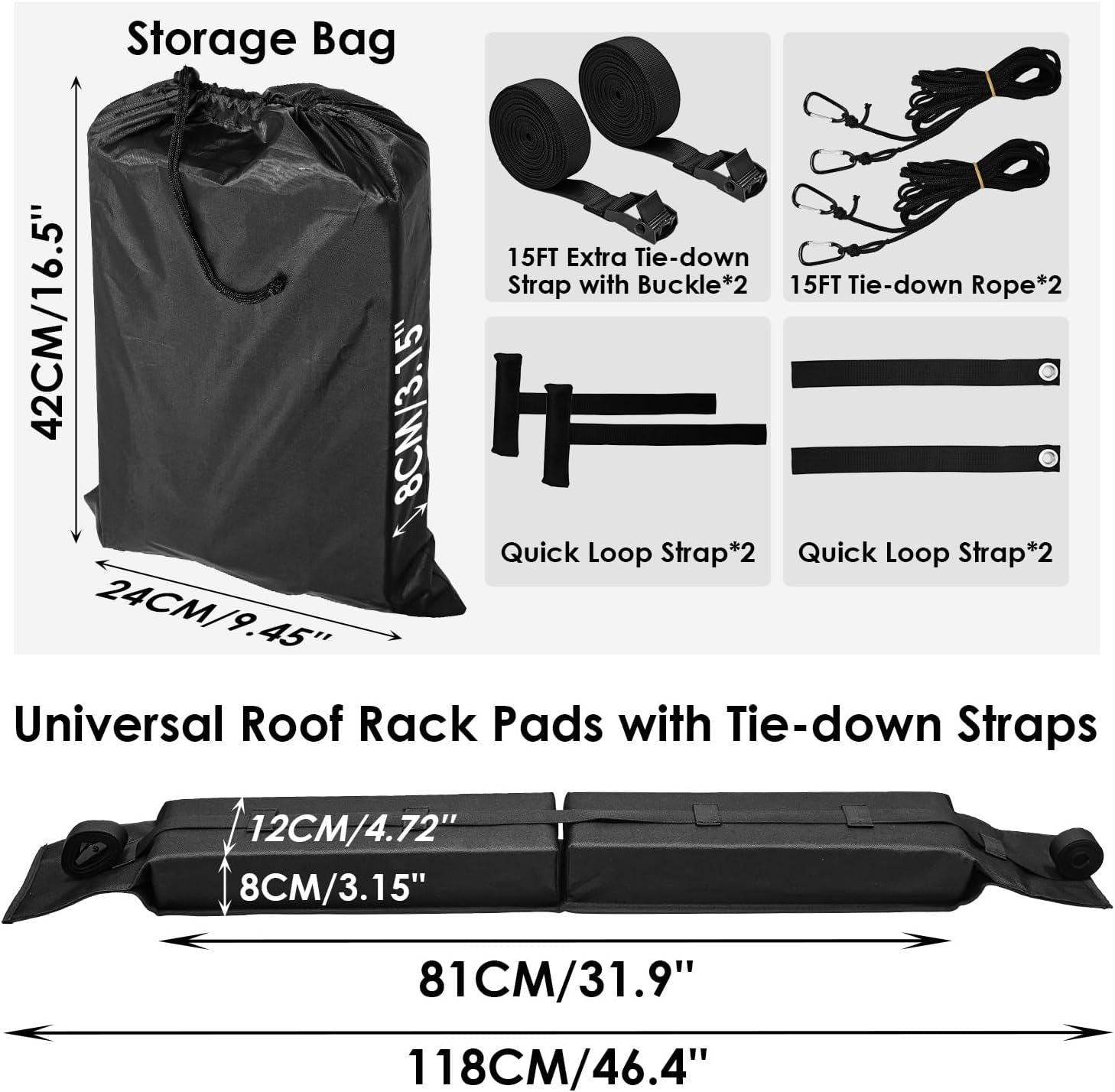 Soft Roof Rack Pads for Kayak, Surfboard, SUP, Canoe