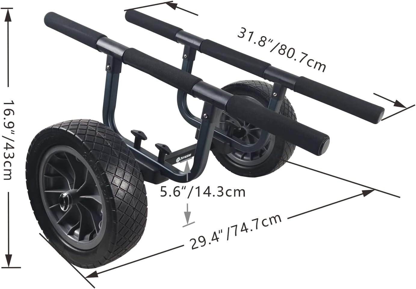 Adjustable Heavy Duty Kayak Cart with 12-Inch Flat-Free Beach Wheels - Durable Boat Dolly for Easy Transport