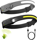 LED Headlamp, 2 Pack Rechargeable Headlamps with 230°Wide Beam Headlight, Motion Sensor, 5 Modes Lightweight Sweat Proof Head Flashlight for Outdoor Running, Camping, Fishing, Hiking