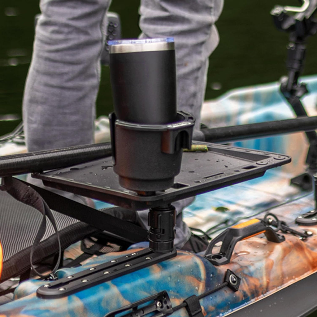 #311-BK Cup Holder with Rod Holder Post and Bulkhead Black
