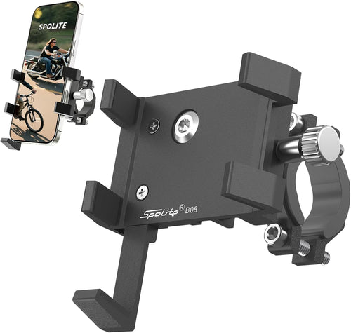 Aluminum Phone Holder for Bike–Universal Bike Cell Phone Holder Fits All Phones 4-7",Waterproof & Shockproof Motorcycle Phone Mount,360° Rotation Bicycle Phone Mount for E-Bike,Scooter,Atv​​