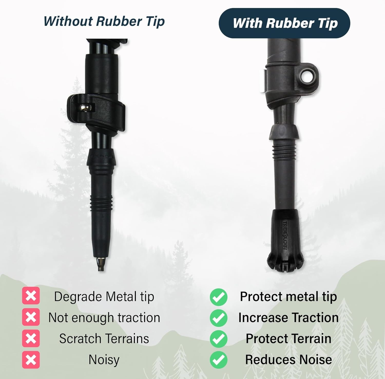 Black Trekking Pole Tips Replacement - Hiking/Walking Stick Tips for Walking Poles