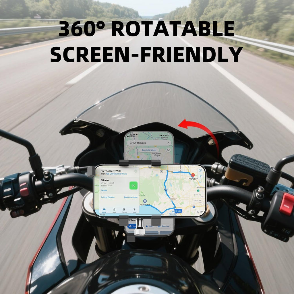 Aluminum Phone Holder for Bike–Universal Bike Cell Phone Holder Fits All Phones 4-7",Waterproof & Shockproof Motorcycle Phone Mount,360° Rotation Bicycle Phone Mount for E-Bike,Scooter,Atv​​